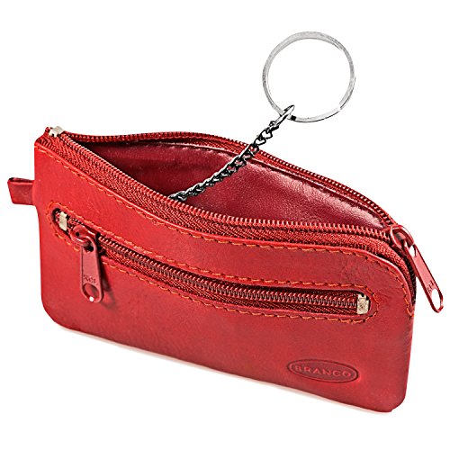COMOYA Kleines Schlüsseletui Schlüsselmäppchen aus Leder, Rot, für Damen und Herrn von COMOYA