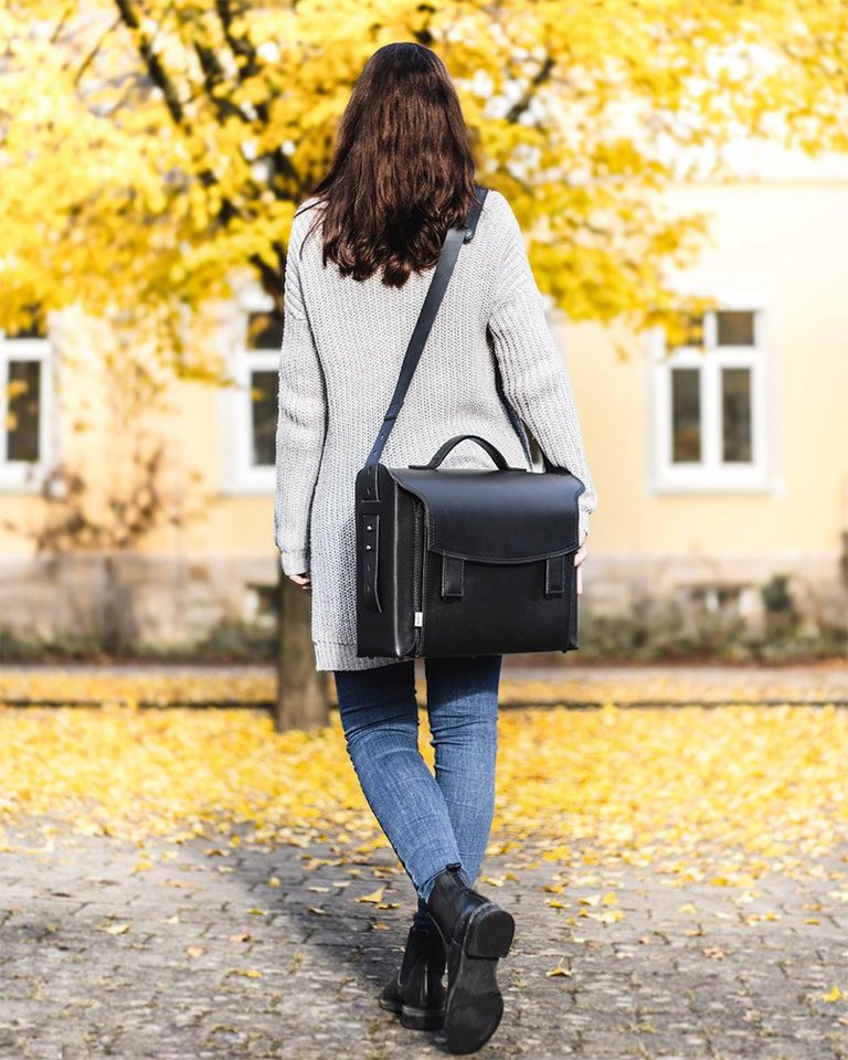 Jahn-Tasche Aktentasche Damen-Aktentasche, Leder Schwarz, Futter Blau, Jahn-Tasche 609 von Jahn-Tasche