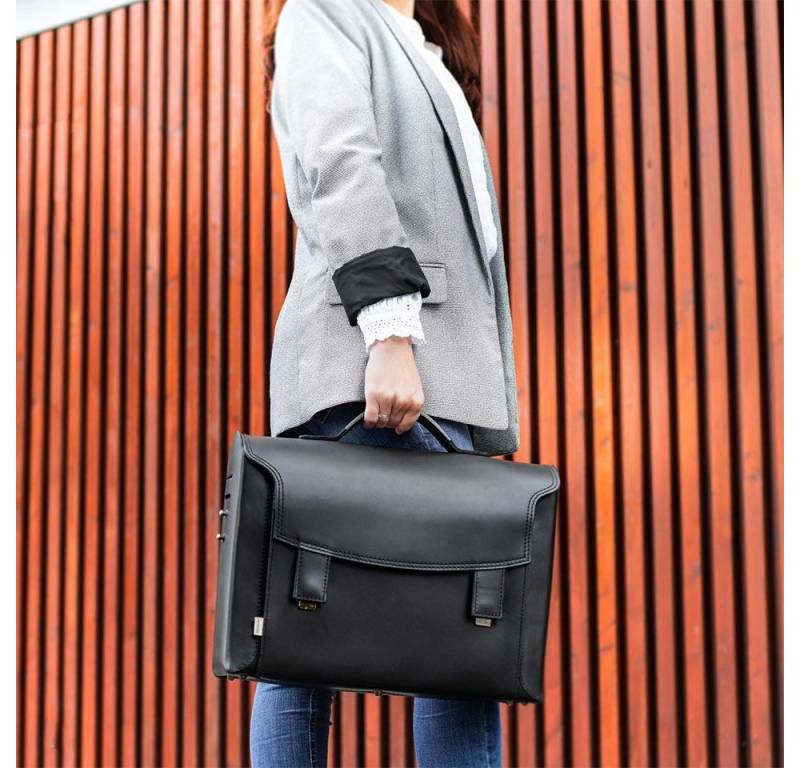 Jahn-Tasche Aktentasche Damen-Aktentasche, Leder Schwarz, Futter Grau, Jahn-Tasche 609 von Jahn-Tasche