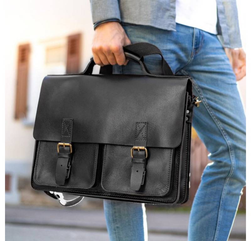 Jahn-Tasche Aktentasche Naturleder Lehrertasche, Anilin-Leder Schwarz, Jahn-Tasche 420-anilin von Jahn-Tasche