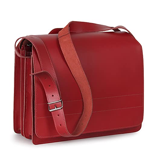 Jahn-Tasche Große Aktentasche Lehrertasche Größe XL aus Leder, für Damen und Herren, Kirsch-Rot, 676 von Jahn-Tasche