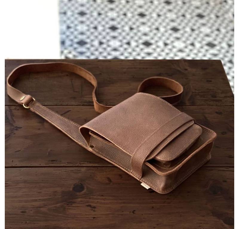 Jahn-Tasche Schultertasche Kleine Umhängetasche A5 Hoch-Format, Leder Braun, Jahn-Tasche 684 von Jahn-Tasche