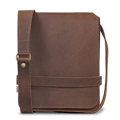 Mittel-Große Umhängetasche/Schultertasche Größe M aus Echt-Leder, A4 Hochformat, Braun, Jahn-Tasche 685 von Jahn-Tasche