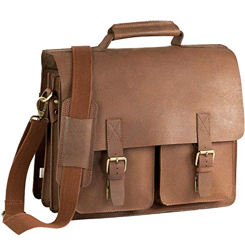 Jahn-Tasche Sehr Große Aktentasche Lehrertasche Größe XL aus Büffel-Leder, für Damen und Herren, Cognac-Braun, 422 von Jahn-Tasche