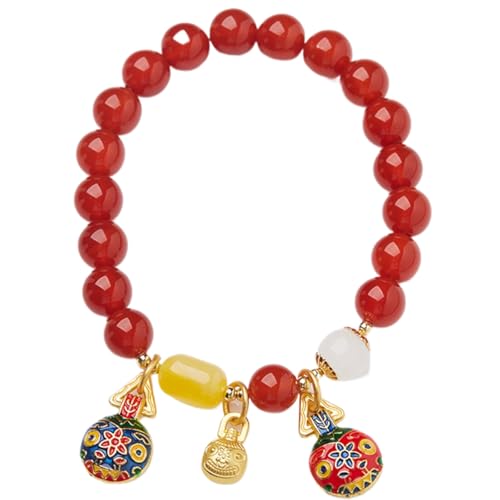 Jahreszeit Handgefertigtes orientalisches Karneol-Armband für Frauen mit Bienenwachs - Retro-Stil für Stressabbau und östliche mystische Kraft von Jahreszeit