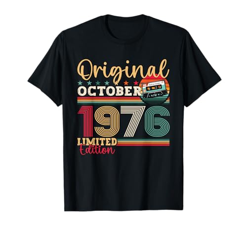 47. Geburtstag Herren Oktober Jahrgang 1976 Vintage Kassette T-Shirt von Jahrgang 1976 47. Geburtstag Herren Retro Mix Tape