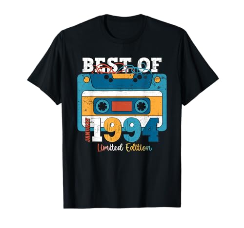 30. Geburtstag Herren Januar Jahrgang 1994 Retro Kassette T-Shirt von Jahrgang 1994 30. Geburtstag Herren Retro Mix Tape