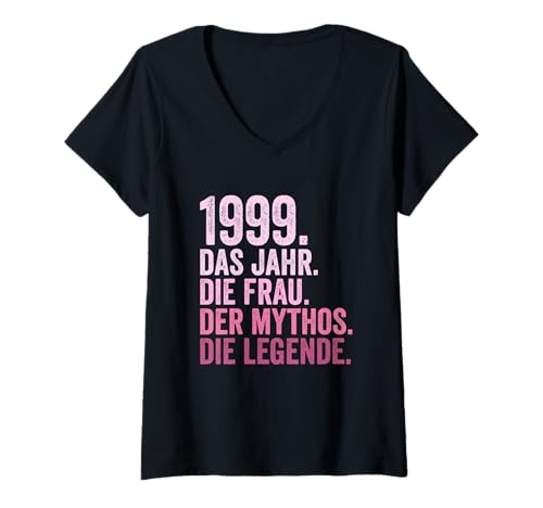 Damen Geburtstag Jahrgang 1999 Frau Mythos Legende T-Shirt mit V-Ausschnitt Damen Geburtstag Jahrgang 1999 Frau Mythos Legende T-Shirt mit V-Ausschnitt von Jahrgang 1999 Geschenke