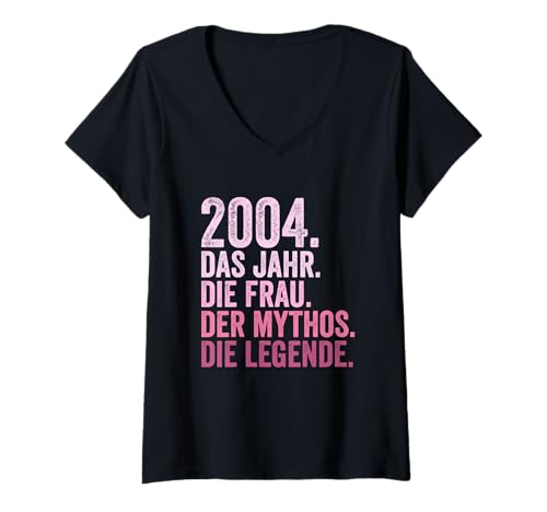 Damen Geburtstag Jahrgang 2004 Frau Mythos Legende T-Shirt mit V-Ausschnitt von Jahrgang 2004 Geschenke