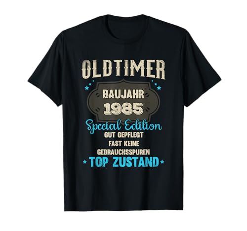 Jahrgang Geburtstag Geschenk - Oldtimer Baujahr 1985 - Damen 40. Geburtstag T-Shirt Schwarz S Klassisch Kurzarm von Jahrgang Geburtstag Geschenk