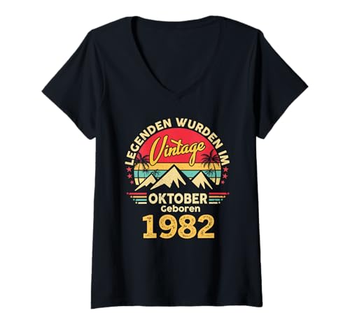 Damen Legenden Wurden Im Oktober 1982 Geboren 43. Geburtstag T-Shirt mit V-Ausschnitt Damen Legenden Wurden Im Oktober 1982 Geboren 43. Geburtstag T-Shirt mit V-Ausschnitt von Jahrgang Oktober 1982 43. Geburtstag Geschenk Mann