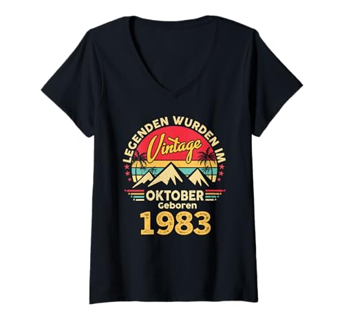 Damen Legenden Wurden Im Oktober 1983 Geboren 42. Geburtstag T-Shirt mit V-Ausschnitt von Jahrgang Oktober 1983 42. Geburtstag Geschenk Mann