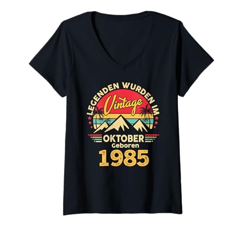 Damen Legenden Wurden Im Oktober 1985 Geboren 40. Geburtstag T-Shirt mit V-Ausschnitt von Jahrgang Oktober 1985 40. Geburtstag Geschenk Mann