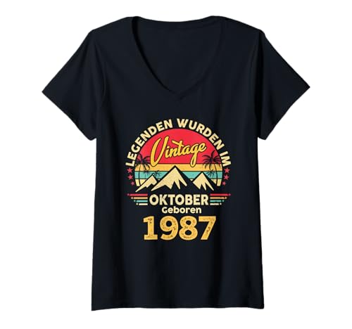 Damen Legenden Wurden Im Oktober 1987 Geboren 38. Geburtstag T-Shirt mit V-Ausschnitt Damen Legenden Wurden Im Oktober 1987 Geboren 38. Geburtstag T-Shirt mit V-Ausschnitt von Jahrgang Oktober 1987 38. Geburtstag Geschenk Mann