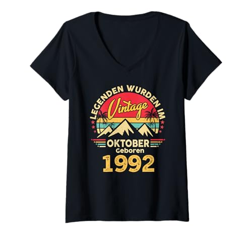 Damen Legenden Wurden Im Oktober 1992 Geboren 33. Geburtstag T-Shirt mit V-Ausschnitt Damen Legenden Wurden Im Oktober 1992 Geboren 33. Geburtstag T-Shirt mit V-Ausschnitt von Jahrgang Oktober 1992 33. Geburtstag Geschenk Mann