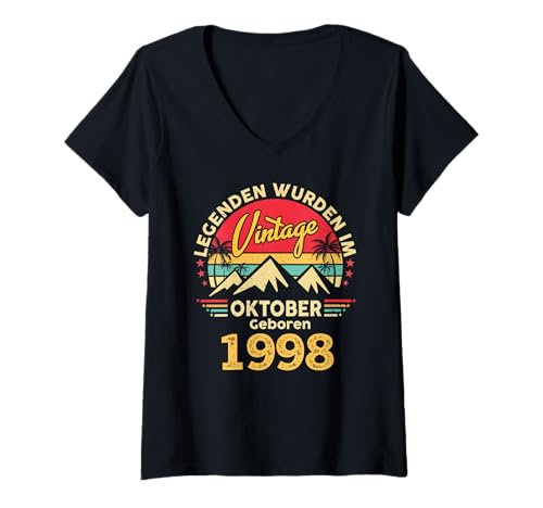 Damen Legenden Wurden Im Oktober 1998 Geboren 27. Geburtstag T-Shirt mit V-Ausschnitt Damen Legenden Wurden Im Oktober 1998 Geboren 27. Geburtstag T-Shirt mit V-Ausschnitt von Jahrgang Oktober 1998 27. Geburtstag Geschenk Mann