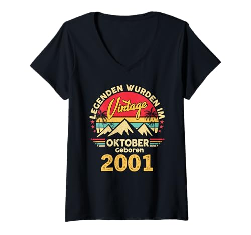 Damen Legenden Wurden Im Oktober 2001 Geboren 24. Geburtstag T-Shirt mit V-Ausschnitt Damen Legenden Wurden Im Oktober 2001 Geboren 24. Geburtstag T-Shirt mit V-Ausschnitt von Jahrgang Oktober 2001 24. Geburtstag Geschenk Mann