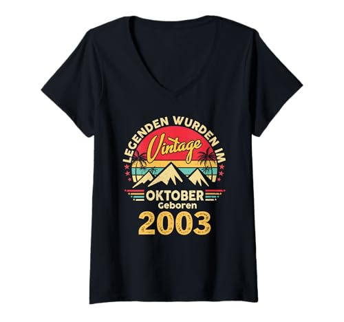 Damen Legenden Wurden Im Oktober 2003 Geboren 22. Geburtstag T-Shirt mit V-Ausschnitt Damen Legenden Wurden Im Oktober 2003 Geboren 22. Geburtstag T-Shirt mit V-Ausschnitt von Jahrgang Oktober 2003 22. Geburtstag Geschenk Mann