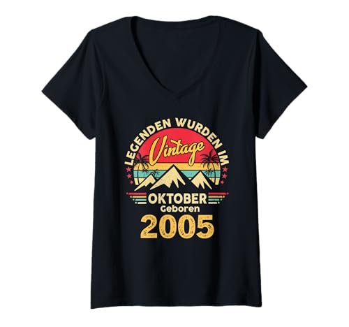 Damen Legenden Wurden Im Oktober 2005 Geboren 20. Geburtstag T-Shirt mit V-Ausschnitt Damen Legenden Wurden Im Oktober 2005 Geboren 20. Geburtstag T-Shirt mit V-Ausschnitt von Jahrgang Oktober 2005 20. Geburtstag Geschenk Mann