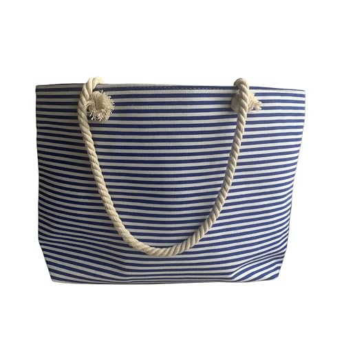 Strandtasche, groß, gestreift, mit Reißverschluss – Größe XXL – extra groß – perfekt für Strand und Pool – ideal als Geschenk., Azulon, Extragrande von Jaime de Juan Leather