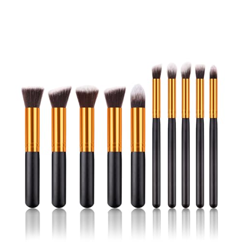 Jaimela 10 Teiliges Pinselset Makeup, Professionelles Foundation Make up Pinsel Set, Schminkpinsel Set, Puderpinsel Foundation Pinsel, Ideal für Foundation Lidschatten Concealer von Jaimela