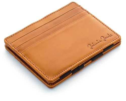 Jaimie Jacobs Flap Boy Slim ohne Münzfach Magic Wallet integrierter RFID Schutz Magischer Geldbeutel Echtleder (Cognac) von Jaimie Jacobs