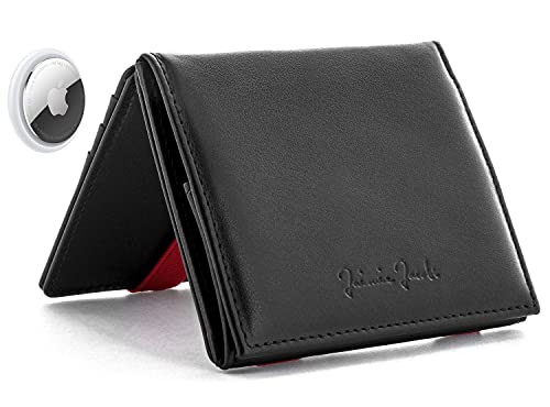 Jaimie Jacobs Flap Boy AirTag Edition Magic Wallet mit Münzfach Echtleder (Schwarz mit Rot) von Jaimie Jacobs