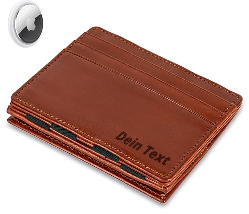 Jaimie Jacobs Flap Boy AirTag-Edition mit Gravur Magic Wallet Echtleder (Dunkelbraun) von Jaimie Jacobs