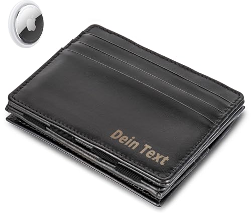 Jaimie Jacobs Flap Boy AirTag-Edition mit Gravur Magic Wallet Echtleder (Schwarz) von Jaimie Jacobs