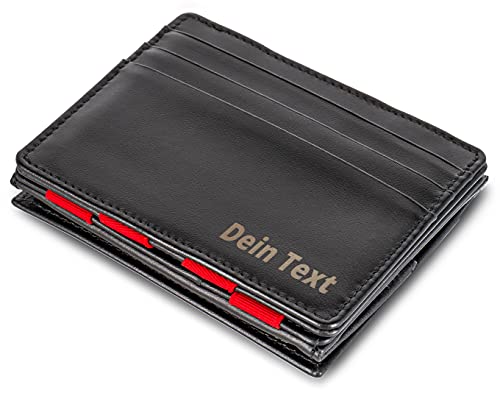 Jaimie Jacobs Flap Boy AirTag-Edition mit Gravur Magic Wallet Echtleder (Schwarz mit Rot) von Jaimie Jacobs