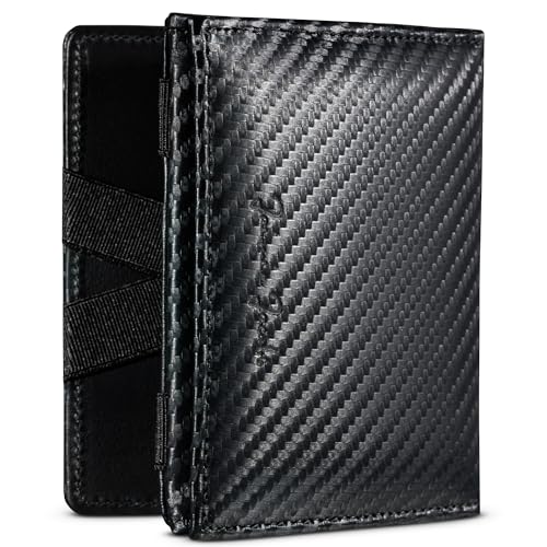 Jaimie Jacobs Flap Boy - Das Original - Magic Wallet mit Münzfach und RFID-Schutz Magischer Geldbeutel magisches Portmonaie Brieftasche mit Kleingeldfach Herren echtes Leder (Carbon) von Jaimie Jacobs
