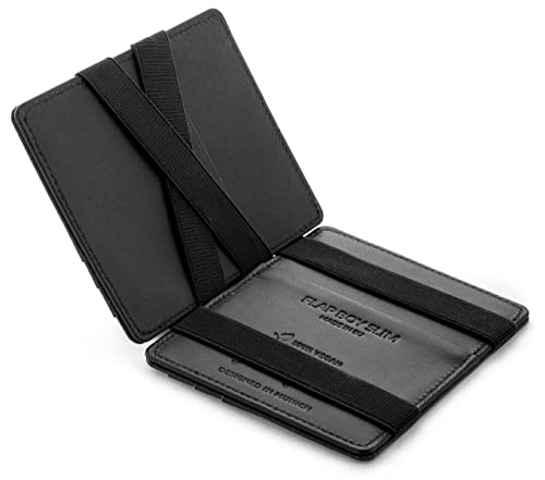 Jaimie Jacobs Flap Boy Slim Vegan Magic Wallet ohne Münzfach integrierter RFID Schutz (Schwarz) von Jaimie Jacobs