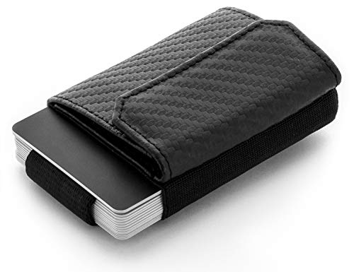 Jaimie Jacobs Minimalist Wallet Nano Boy Pocket Mini Geldbörse aus Textil mit Zugband schmaler Kartenhalter für Herren und Damen (Carbon) von Jaimie Jacobs