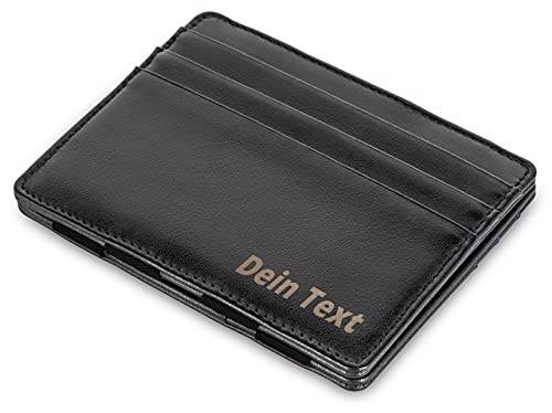 Jaimie Jacobs Flap Boy Slim mit Gravur - Das Original - Magic Wallet Magischer Geldbeutel Dünn Schmale Geldbörse Herren RFID Schutz Geldklammer Klein Slim Wallet Geschenk Echtleder (Schwarz) von Jaimie Jacobs