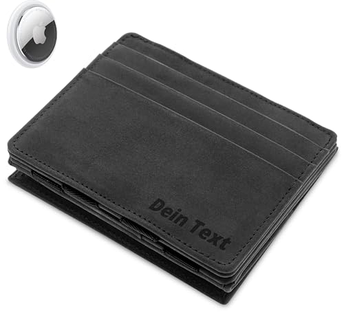 Jaimie Jacobs Flap Boy AirTag-Edition mit Gravur Magic Wallet Echtleder (Büffelleder Schwarz) von Jaimie Jacobs