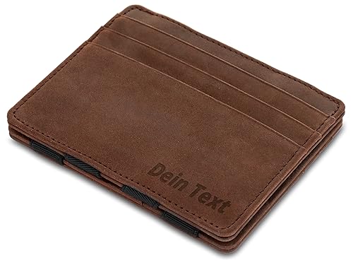 Jaimie Jacobs Flap Boy Slim mit Gravur - das Original - Magic Wallet ohne Münzfach Magischer Geldbeutel integrierter RFID-Schutz Echtleder Herren (Büffelleder Dunkelbraun) von Jaimie Jacobs