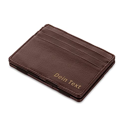 Jaimie Jacobs Flap Boy Slim mit Gravur - das Original - Magic Wallet ohne Münzfach Magischer Geldbeutel integrierter RFID-Schutz Echtleder Herren (Saffiano Braun) von Jaimie Jacobs