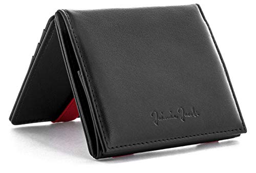 Jaimie Jacobs Flap Boy Vegan Magic Wallet mit Münzfach Kreditkartenfächern RFID-Schutz (Schwarz mit Rot) von Jaimie Jacobs