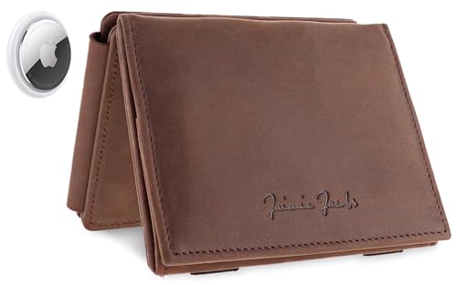 Jaimie Jacobs Flap Boy XL AirTag-Edition Magic Wallet mit Münzfach RFID-Schutz Geldbeutel mit Platz für 13 Karten (Büffelleder Dunkelbraun) von Jaimie Jacobs