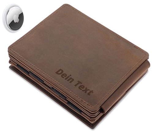 Jaimie Jacobs Flap Boy XL AirTag-Edition mit Gravur Magic Wallet mit Münzfach Leder (Büffelleder Braun) von Jaimie Jacobs
