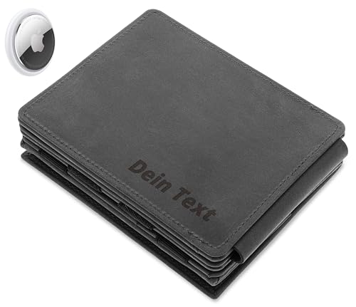 Jaimie Jacobs Flap Boy XL AirTag-Edition mit Gravur Magic Wallet mit Münzfach Leder (Büffelleder Schwarz) von Jaimie Jacobs