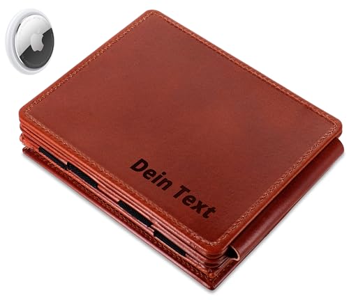 Jaimie Jacobs Flap Boy XL AirTag-Edition mit Gravur Magic Wallet mit Münzfach Leder (Dunkelbraun) von Jaimie Jacobs