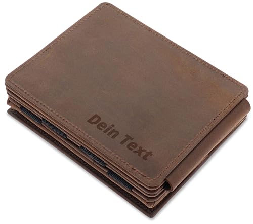 Jaimie Jacobs Flap Boy XL mit Gravur Magic Wallet mit Münzfach RFID-Schutz Geldbeutel Platz für 13 Karten (Büffellleder Braun) von Jaimie Jacobs
