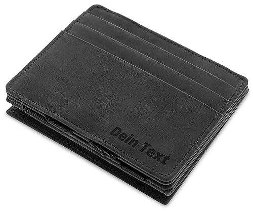 Jaimie Jacobs Flap Boy mit Gravur - Das Original - Magischer Geldbeutel mit Münzfach RFID-Schutz Geschenk Herren echtes Leder (Büffelleder Schwarz) von Jaimie Jacobs