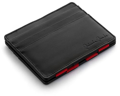 Jaimie Jacobs Flap Boy Slim - Das Original - Magic Wallet ohne Münzfach integrierter RFID Schutz Magischer Geldbeutel Echtleder (Schwarz mit Rot) von Jaimie Jacobs