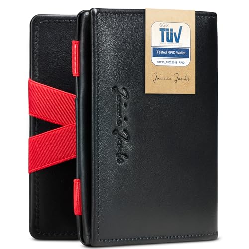 Jaimie Jacobs Flap Boy Das Original Magic Wallet mit Münzfach RFID-Schutz Magischer Geldbeutel Portmonaie mit Kleingeldfach Herren echtes Leder (Schwarz mit Rot) von Jaimie Jacobs