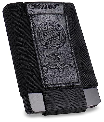 Jaimie Jacobs Nano Boy Mini Wallet kleine Geldbörse aus Textil dünner Geldbeutel, Slim Portemonnaie mit Zugband Kartenhalter, Kartenetui für Herren und Damen (FC Bayern München Edition) von Jaimie Jacobs