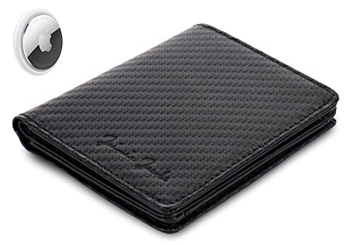 Jaimie Jacobs SLIMSTAR AirTag-Edition mit großem Münzfach dünne Geldbörse Leder Slim Wallet Hochformat Geldbeutel (Carbon) von Jaimie Jacobs