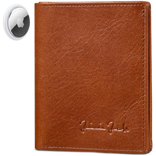 Jaimie Jacobs SLIMSTAR AirTag-Edition mit großem Münzfach dünne Geldbörse Leder Slim Wallet Hochformat Geldbeutel (Dunkelbraun) von Jaimie Jacobs