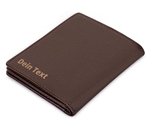 Jaimie Jacobs SLIMSTAR großes Münzfach mit Gravur dünne Geldbörse Leder Slim Wallet Hochformat Herren (Saffiano Braun) von Jaimie Jacobs